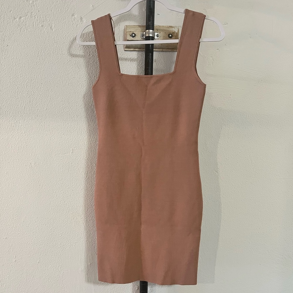 Elegant Tan Sleeveless Bandage Dress
